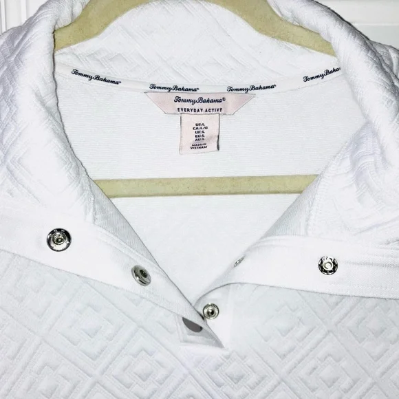 Tommy Bahama White Everyday Active Sweatshirt Pullover Quilted Golf Sport Sz L - Picture 4 of 6